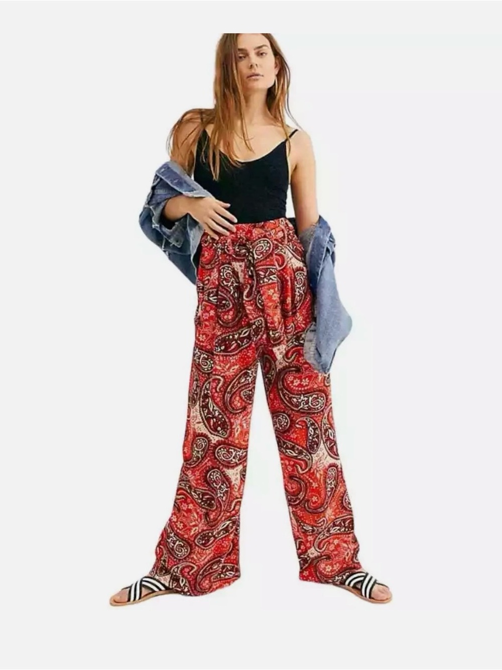 Free People- Floral Paisley Double Trouble Pants- Floral Lily